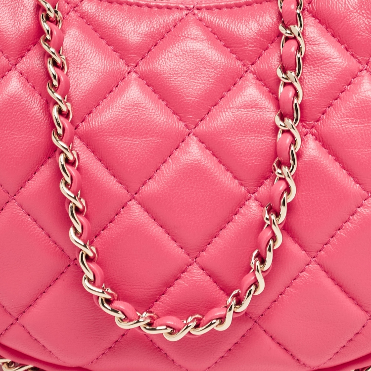 Pre Owned Chanel Pink Quilted Leather CC Moon Bag