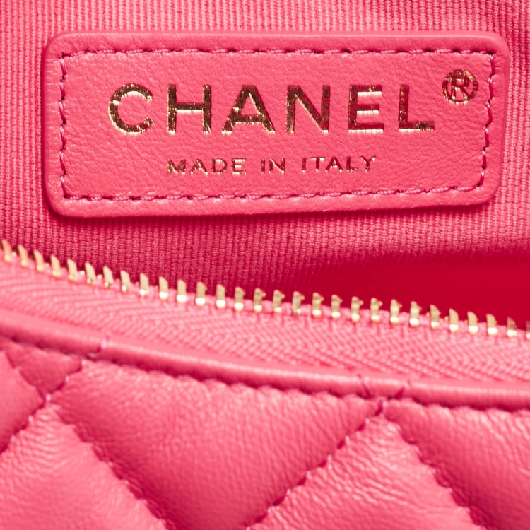 Pre Owned Chanel Pink Quilted Leather CC Moon Bag