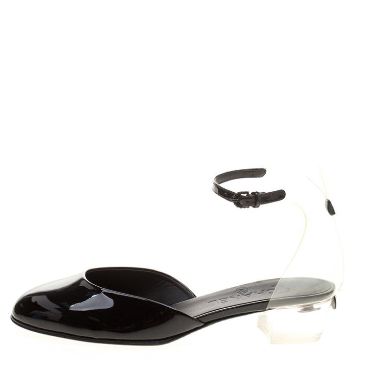 Chanel Black Satin Pearl Embellished Ankle Wrap Sandals Size 39.5 Chanel