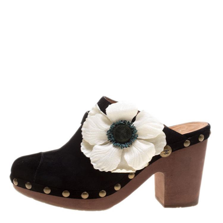 chanel suede clogs 9