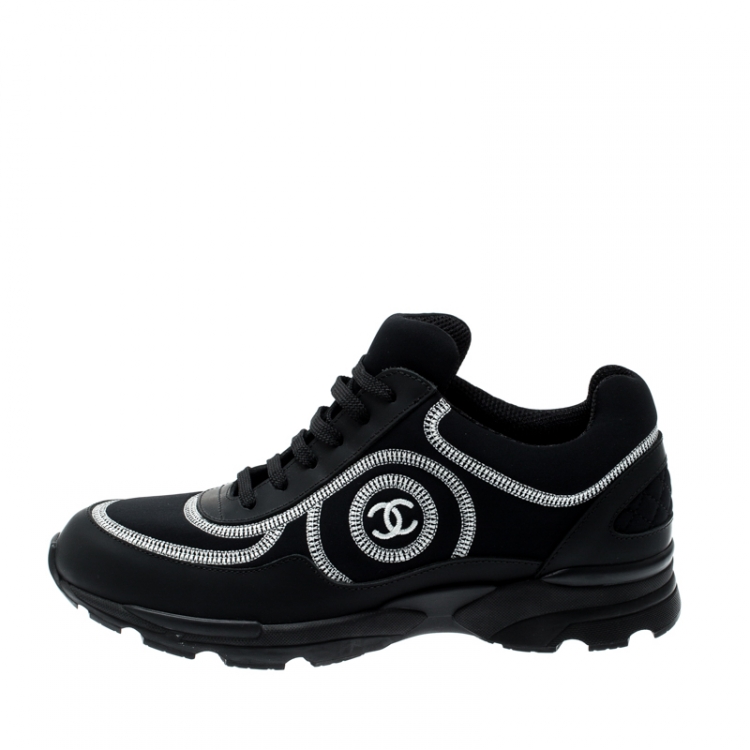 CHANEL, Shoes, Chanel Low Top Black Leather Sneakers