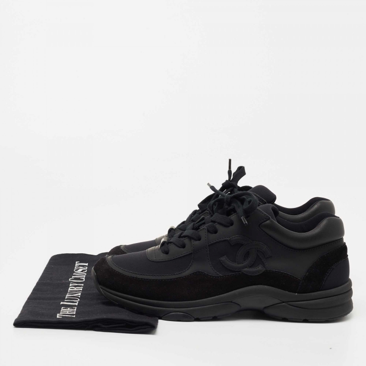 Pre Owned Chanel Black Suede and Fabric CC Logo Sneakers Size 40