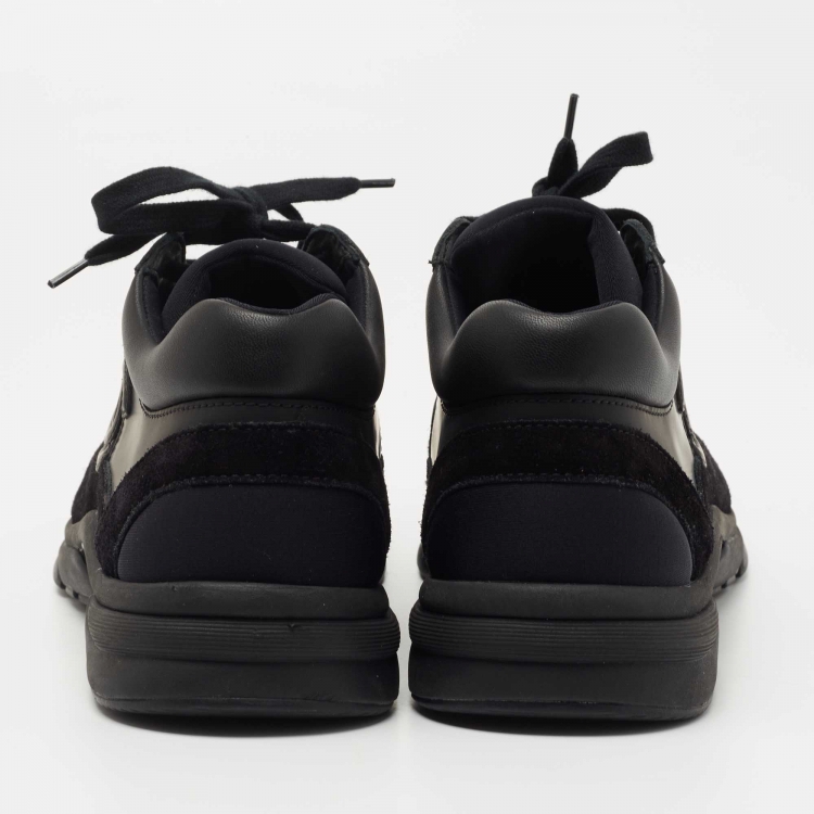 Pre Owned Chanel Black Suede and Fabric CC Logo Sneakers Size 40
