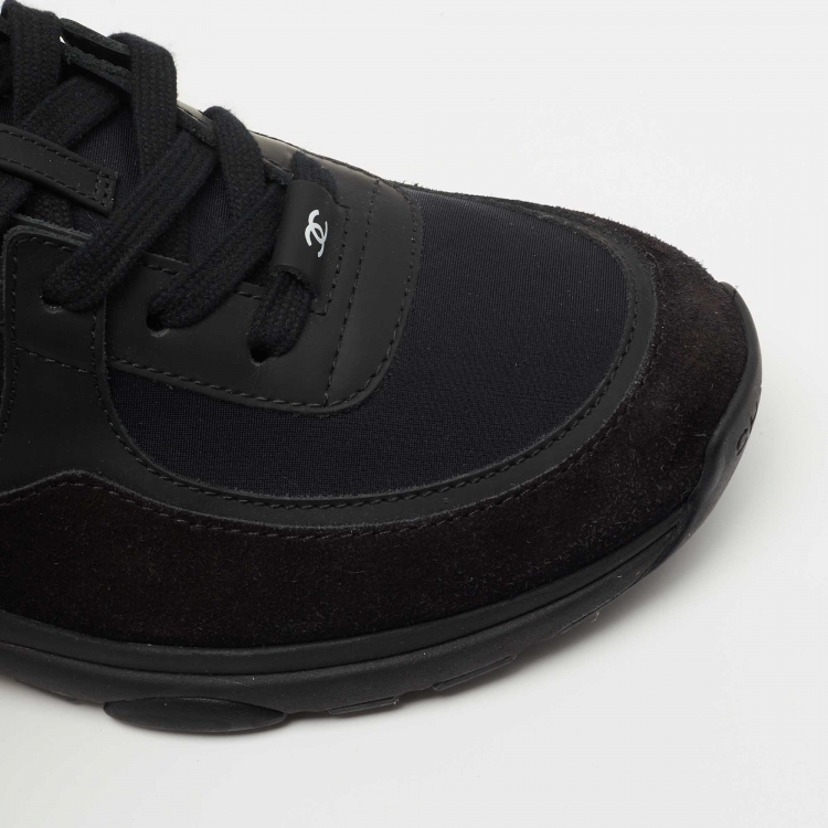 Pre Owned Chanel Black Suede and Fabric CC Logo Sneakers Size 40