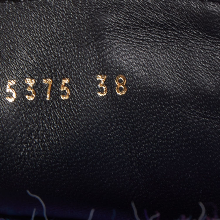 مملوكة مسبقًا Chanel Black/Blue Leather and Fabric Ankle Books Size 38   