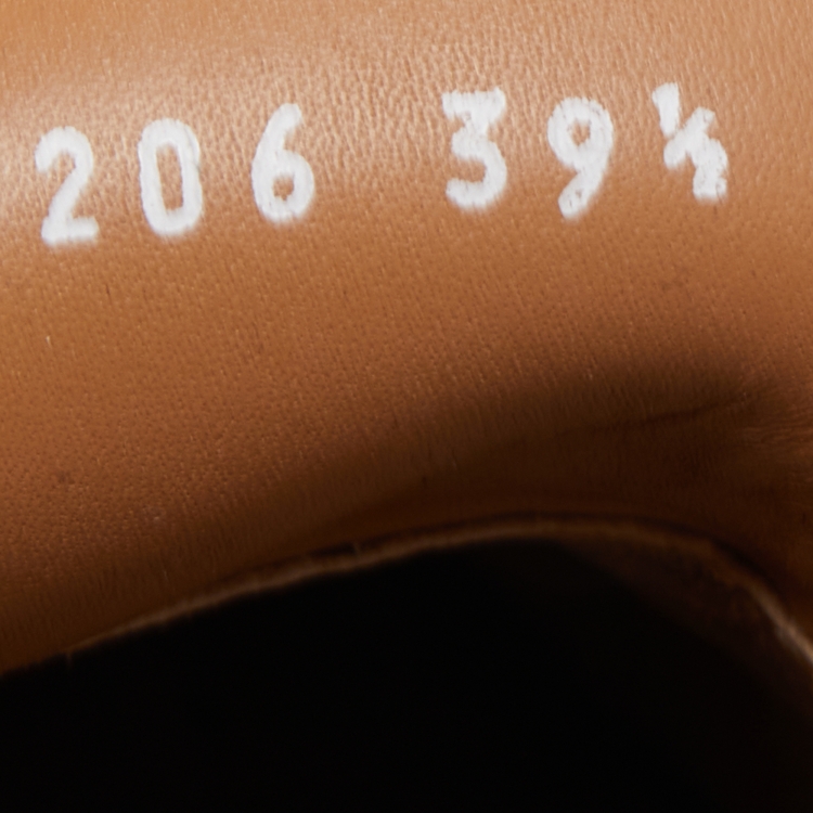 Pre Owned Chanel Brown Leather CC Platform Loafers Size 39.5