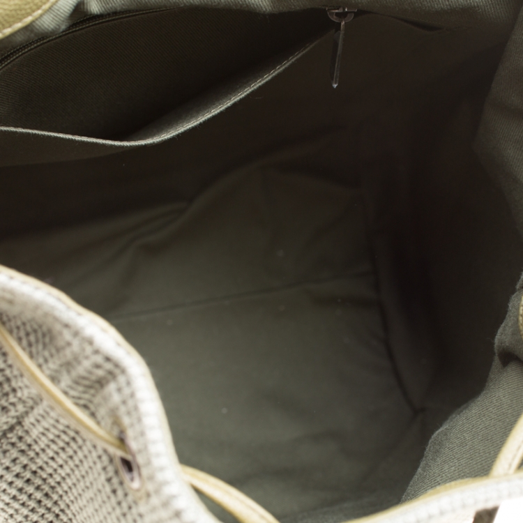 Pre Owned Chanel Khaki Women Canvas and Leather Cuba Pocket Backpack