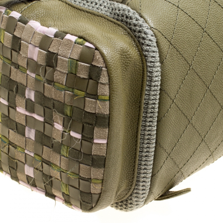 Pre Owned Chanel Khaki Women Canvas and Leather Cuba Pocket Backpack