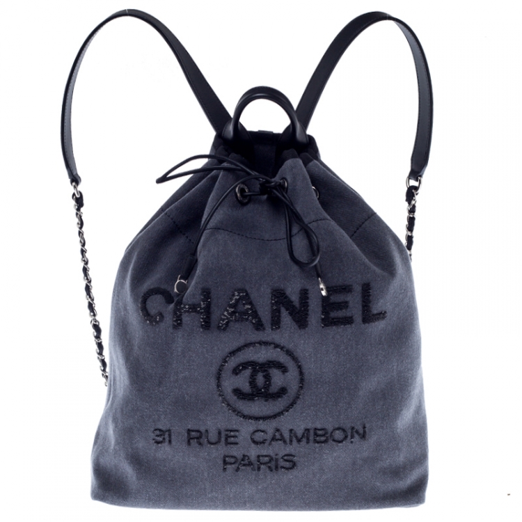 Chanel Grey Canvas Deauville Backpack Chanel | TLC