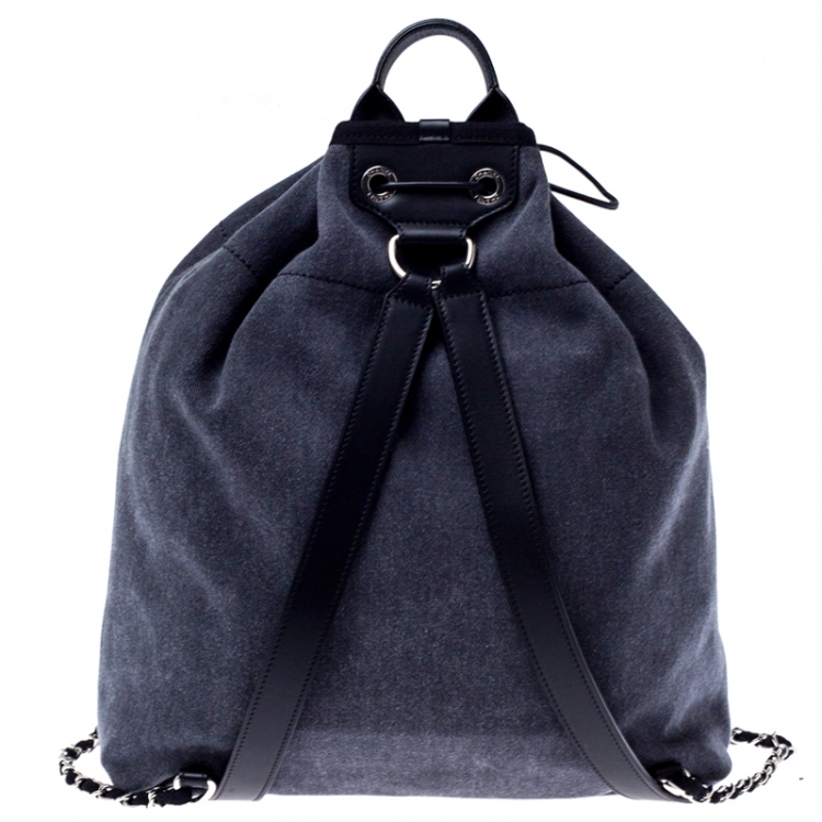 Pre Owned Chanel Grey Canvas Deauville Backpack