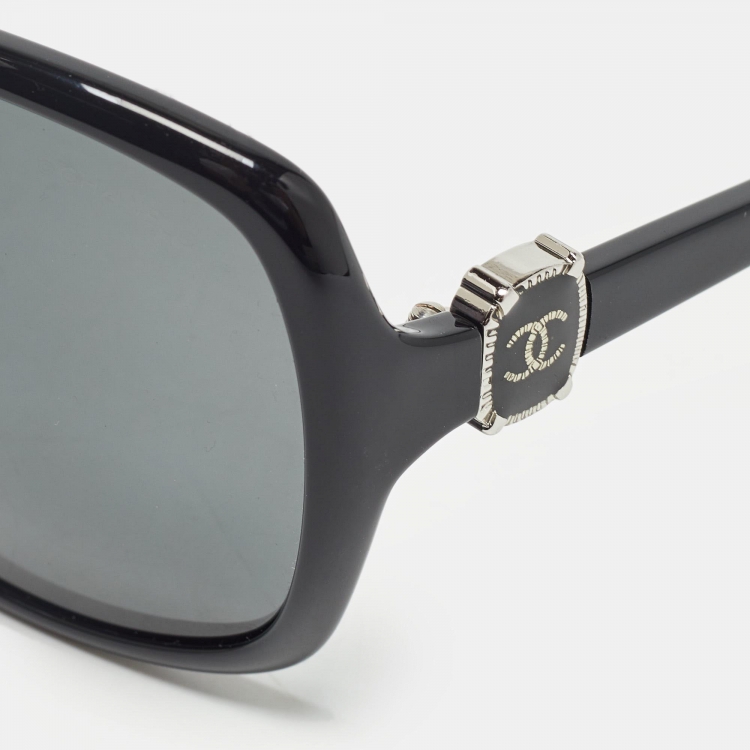 Pre Owned Chanel Black CC Frame Oversized Sunglasses