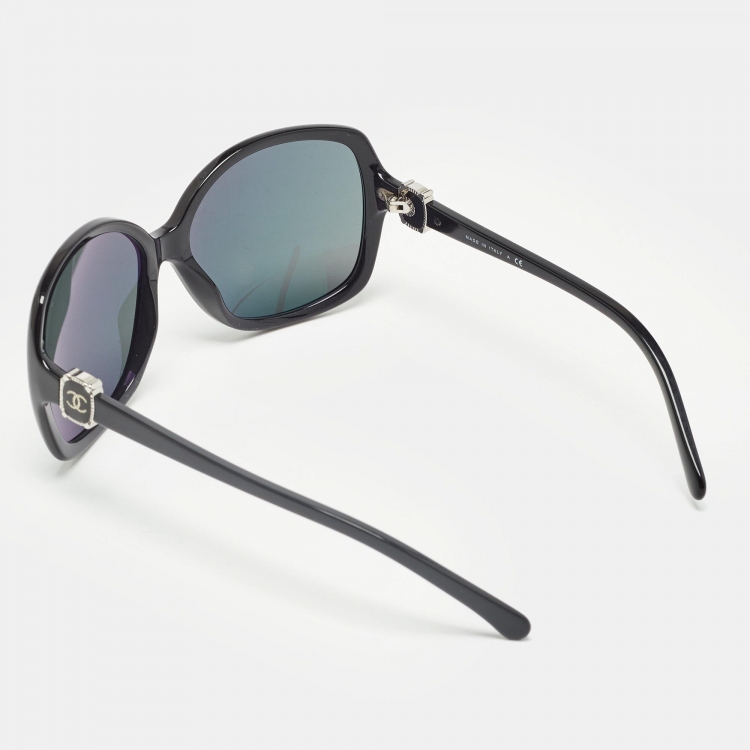 Pre Owned Chanel Black CC Frame Oversized Sunglasses