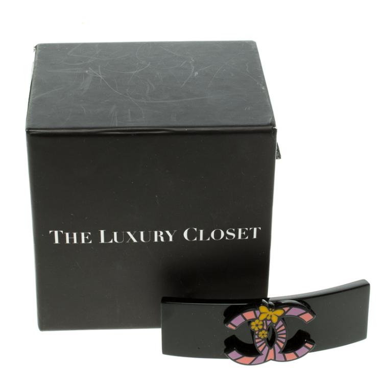 مملوكة مسبقًا Chanel Black CC Multicolor Hair Clip Barrette