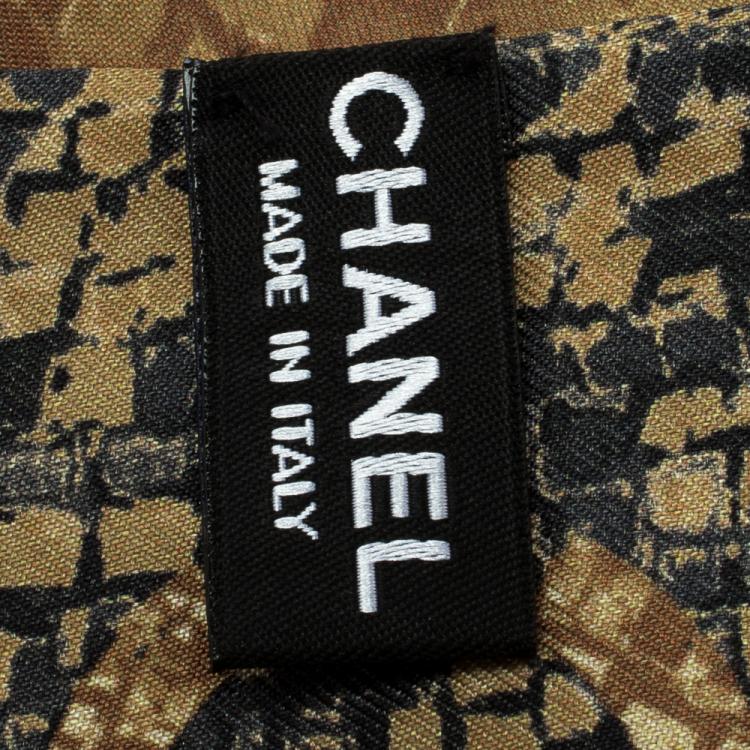 Pre Owned Chanel Multicolor Mosaic and CC Logo Print Silk Bandeau