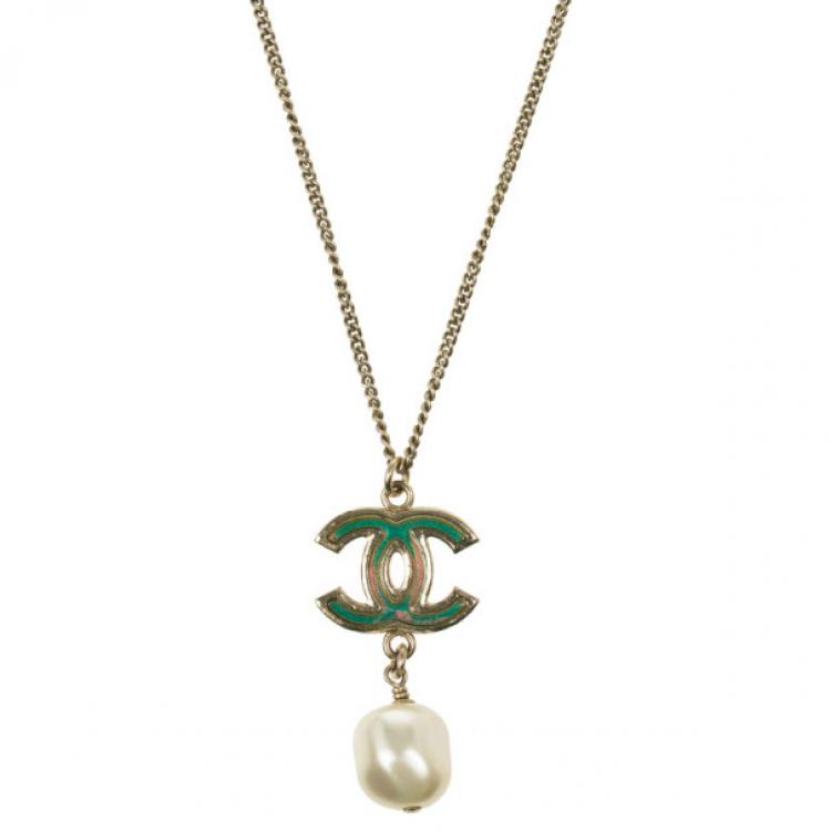 CHANEL pearl necklace Gold White CC Logo cocomark Ladies Women's  Accessories