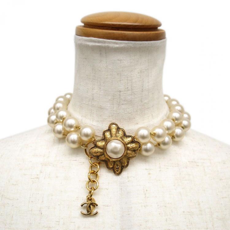 chanel pearl choker necklace vintage
