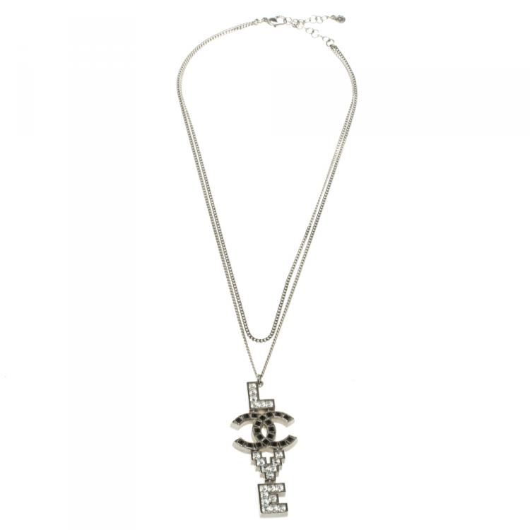 ＣＨＡＮＥＬ CC mark Rhinestone Necklace Silver plated Silver Necklace 20110 –  BRANDSHOP-RESHINE