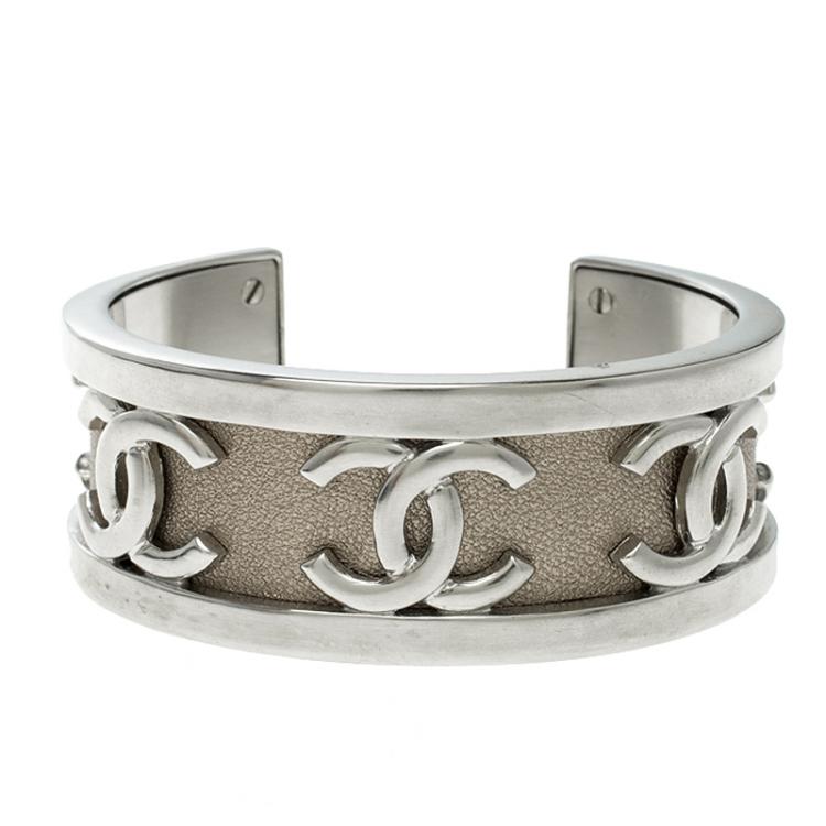 Chanel CC Silver Tone Open Cuff Bracelet Chanel | The Luxury Closet