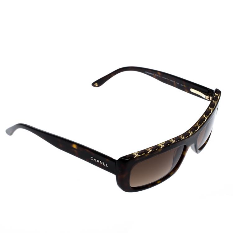 Chanel Brown Havana 5130-Q Rectangular Sunglasses Chanel | The Luxury Closet