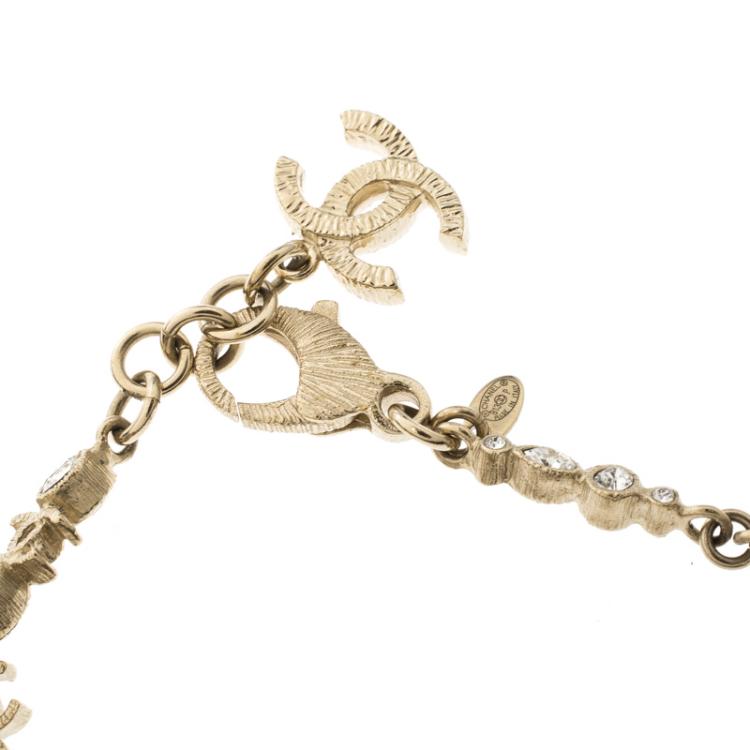 Pre Owned Chanel CC Crystal Gold Tone Chain Link Belt