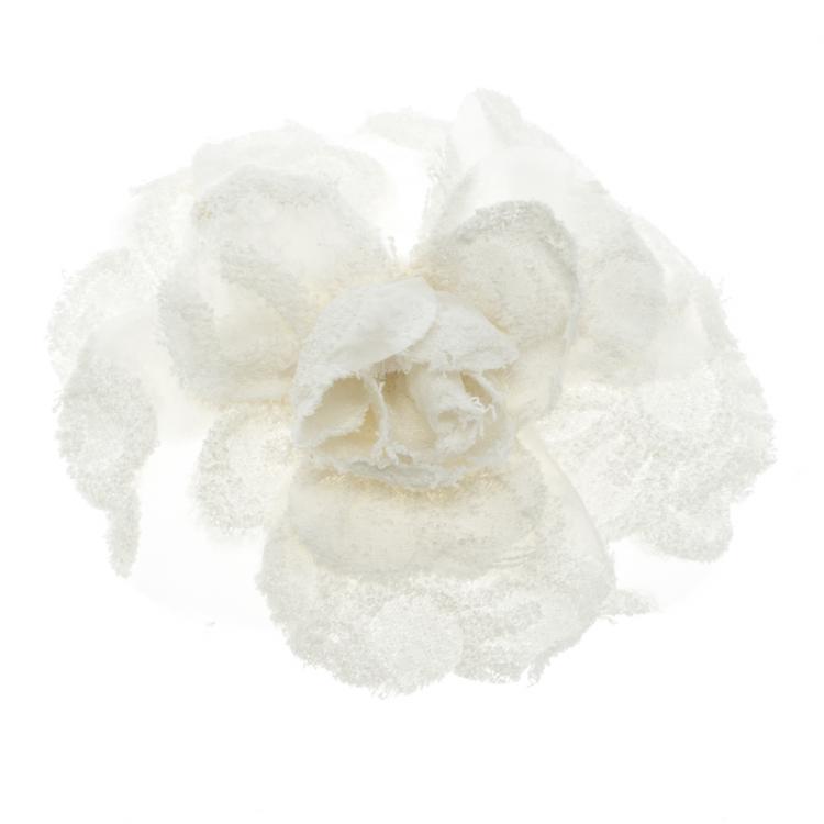 Chanel Silver CC Crystal Pink Enamel Camellia Flower Brooch - LAR Vintage