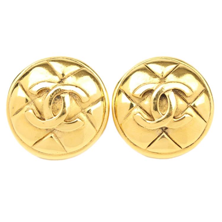Chanel Vintage CC Gold Tone Clip-On Earrings Chanel | The Luxury Closet