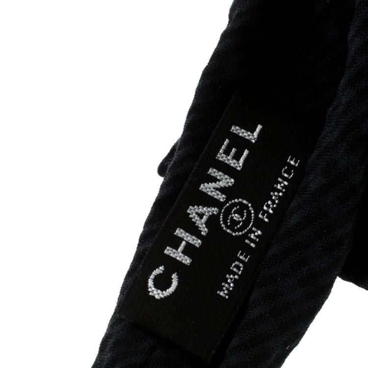 Pre Owned Chanel Navy Blue and Black Bow Detail Head Band