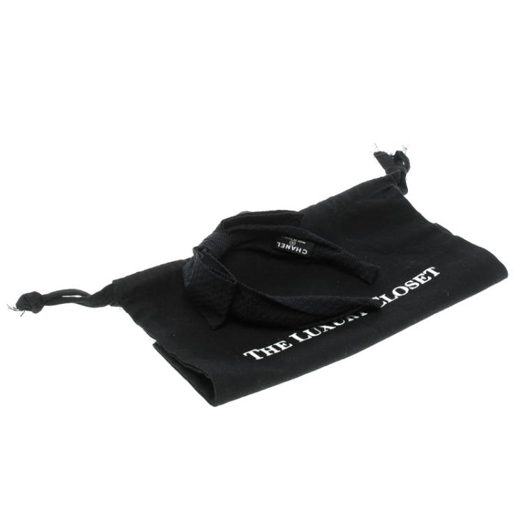 Pre Owned Chanel Navy Blue and Black Bow Detail Head Band