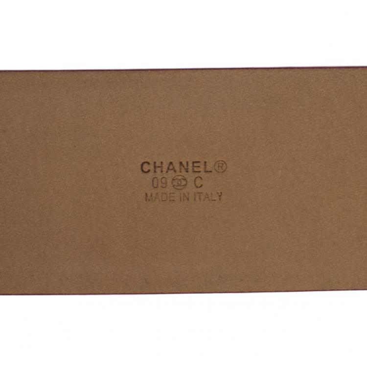 Pre Owned Chanel CC Logo Pink Leather Belt 90 CM