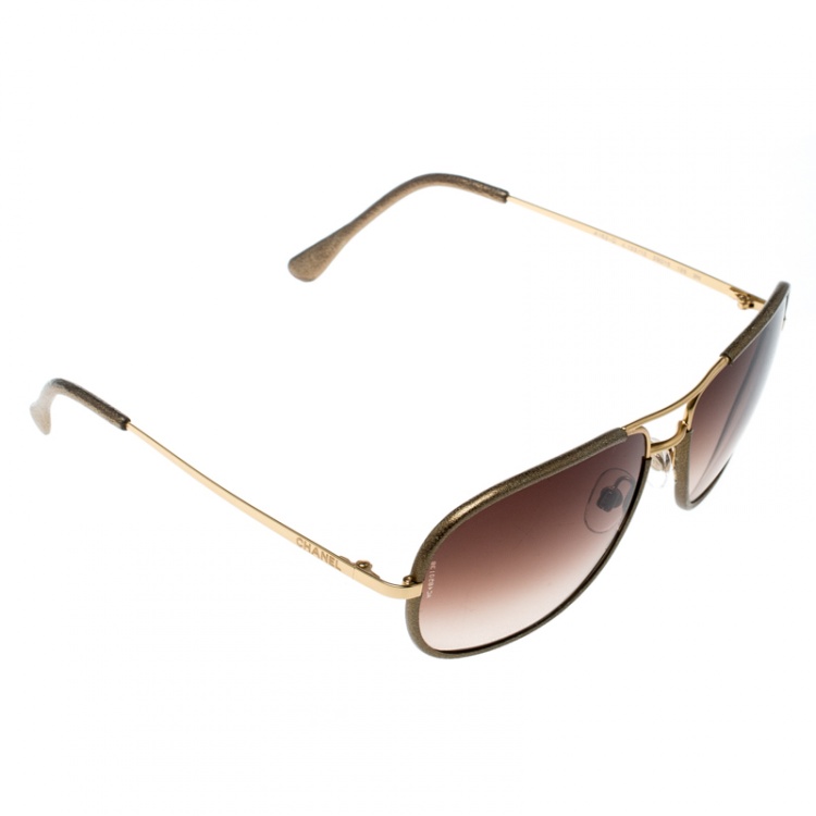 Chanel Gold/ Brown Gradient 4162Q Aviator Sunglasses Chanel | The Luxury  Closet