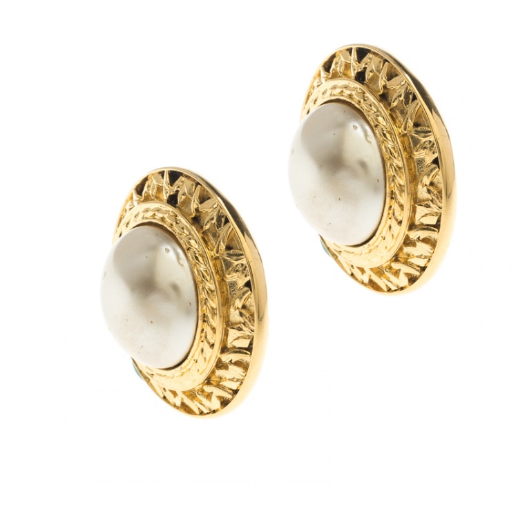 pearl drop chanel earrings