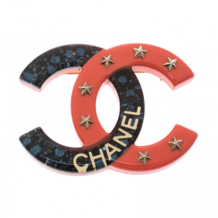Chanel CC Star Resin Gold Tone Pin Brooch Chanel | The Luxury Closet