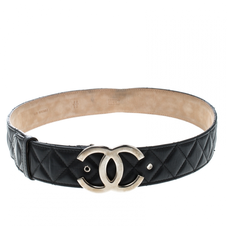 Chanel Black Quilted Leather CC Buckle Belt 80cm Chanel