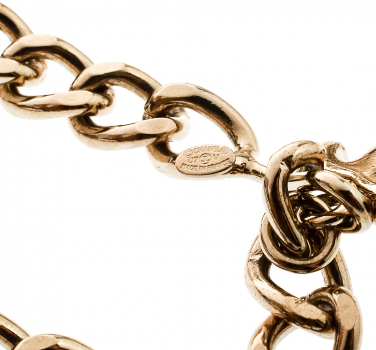 Pre Owned Chanel Logo Charm Gold Tone Chain Link Belt