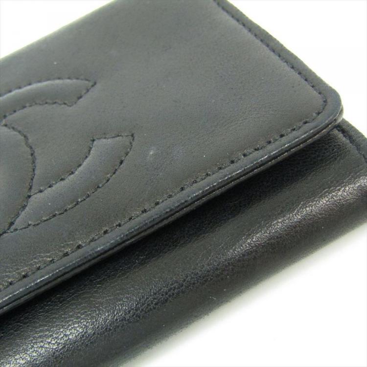 Pre Owned Chanel Black Leather CC 6 Key Case