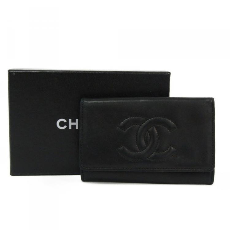 Pre Owned Chanel Black Leather CC 6 Key Case