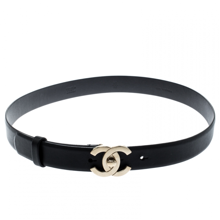 Chanel Black Leather CC Buckle Belt 80CM Chanel | The Luxury Closet