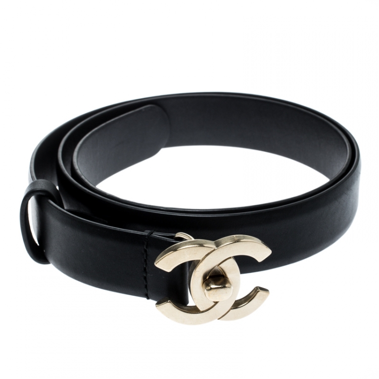 Chanel Black Leather CC Buckle Belt 80CM Chanel