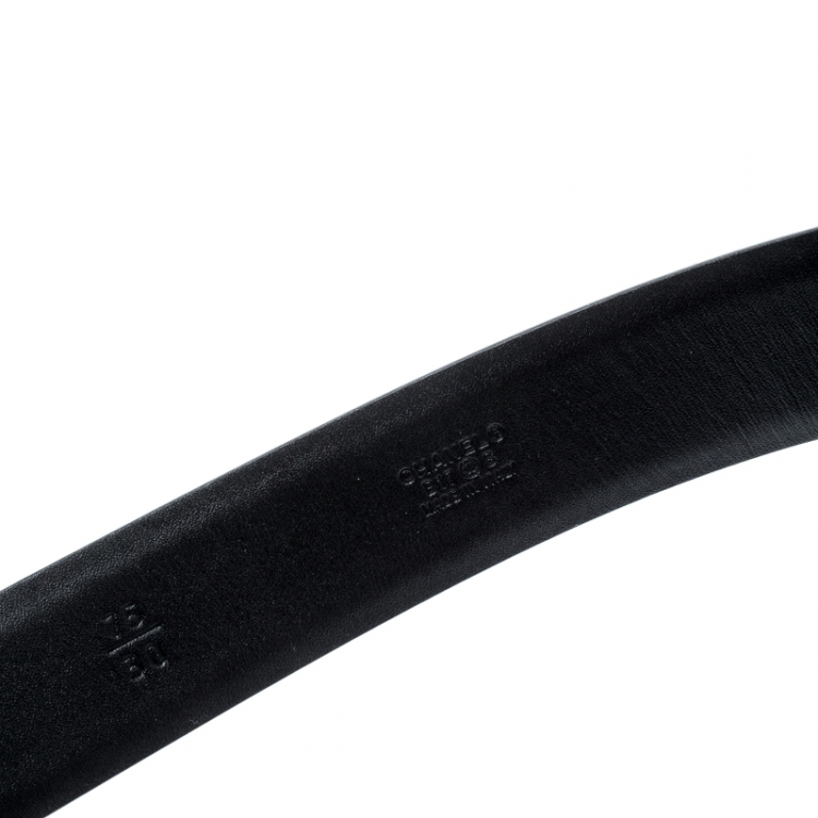 Pre Owned Chanel Black Leather CC Belt 75CM