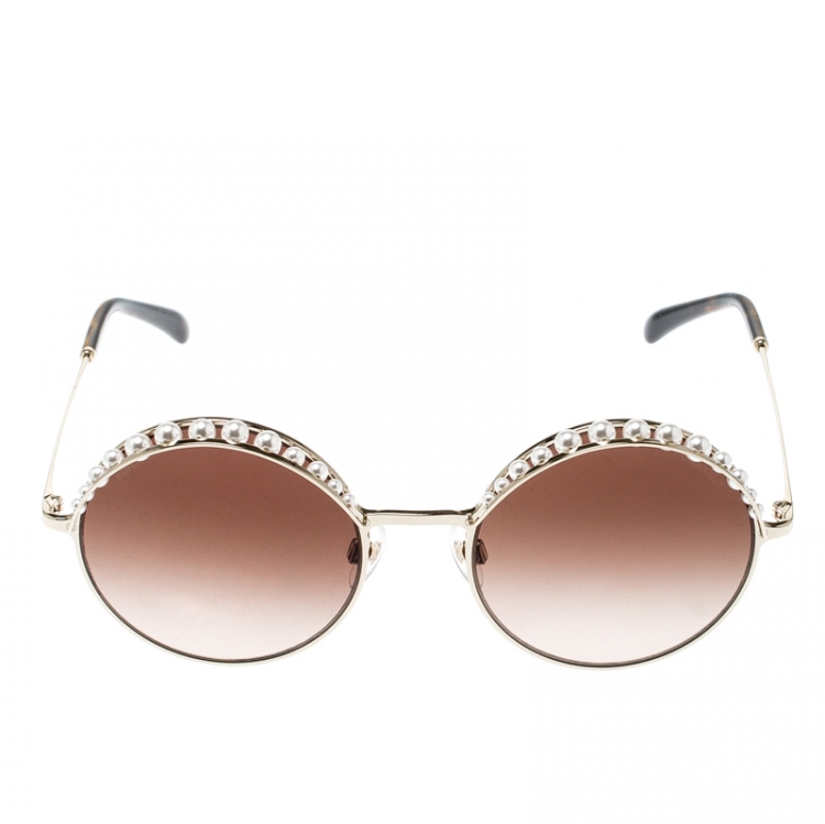Chanel Gold/Brown Gradient 4234-H Round Sunglasses Chanel