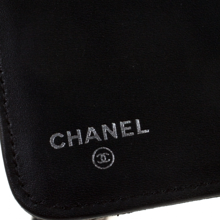 Pre Owned Chanel Black Quilted Nubuck Leather Crossbody iPad Case