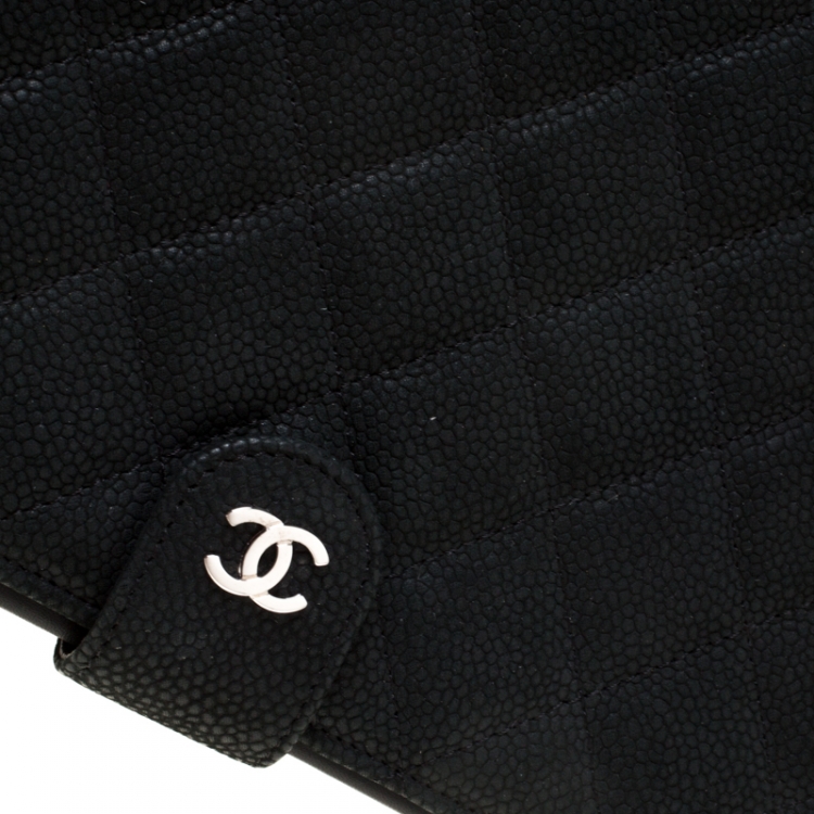 Pre Owned Chanel Black Quilted Nubuck Leather Crossbody iPad Case