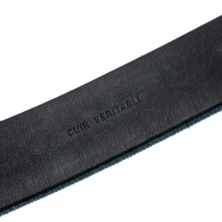 Pre Owned Chanel Blue Denim CC Buckle Belt 80CM