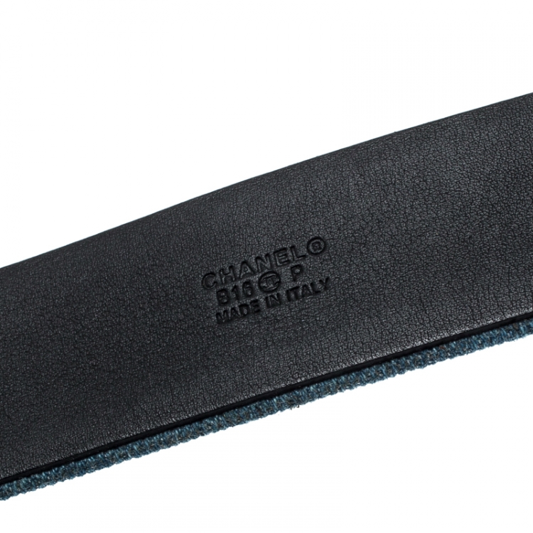 Pre Owned Chanel Blue Denim CC Buckle Belt 80CM