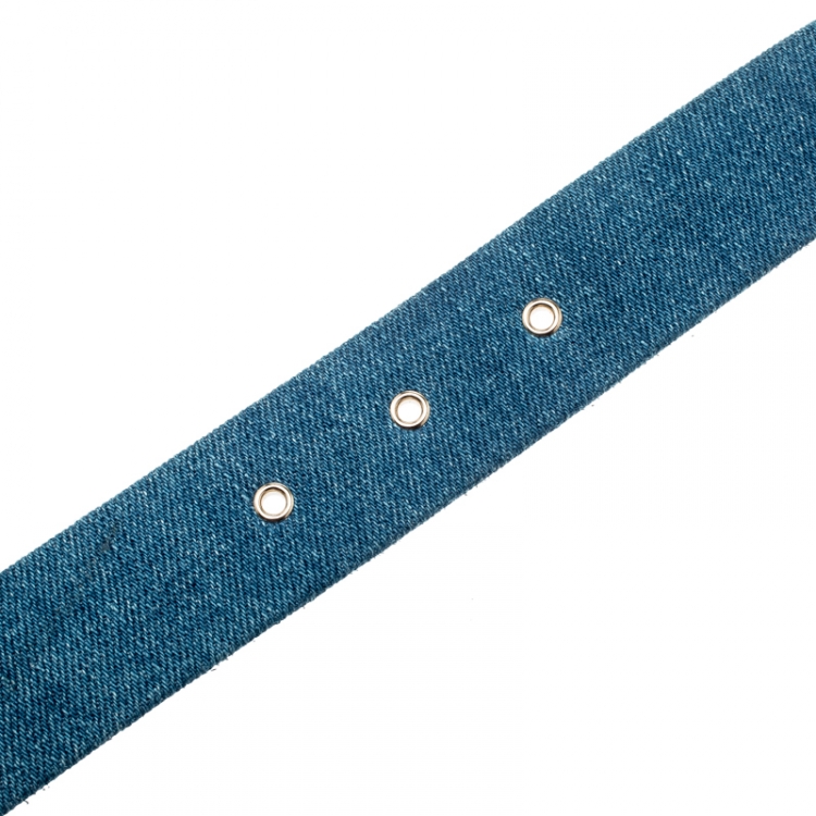 Pre Owned Chanel Blue Denim CC Buckle Belt 80CM