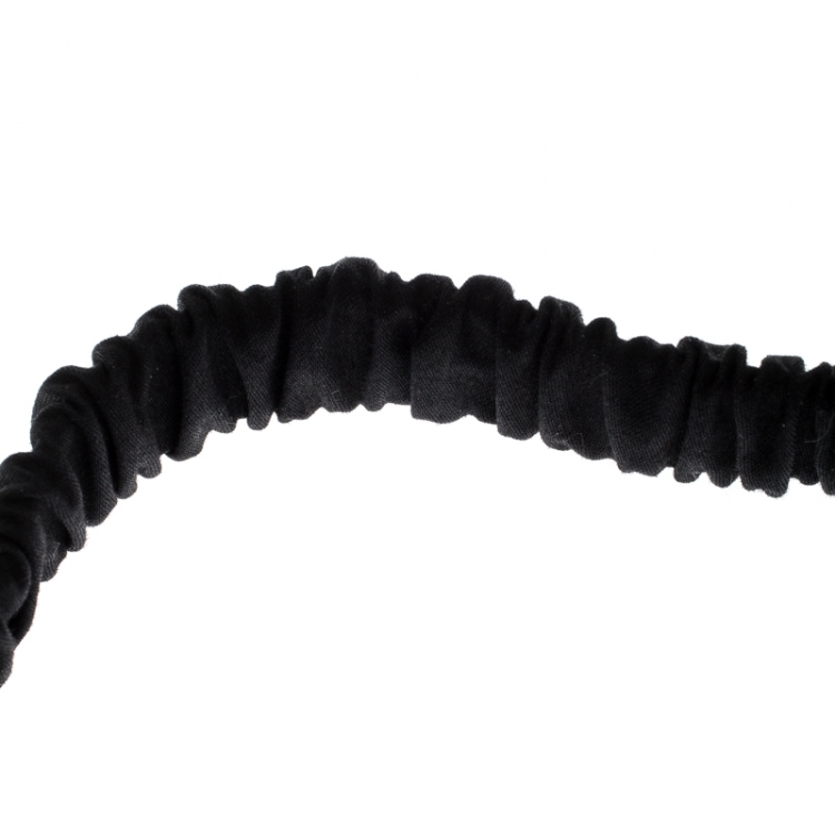 Pre Owned Chanel Black Fabric Gold Tone Chain Link Headband