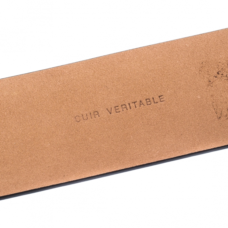 Pre Owned Chanel Black Patent Leather Embellished Buckle Belt 80cm