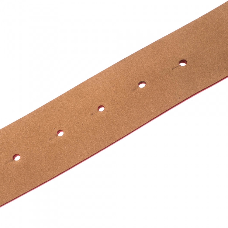 Pre Owned Chanel Orange Patent Leather CC Buckle Belt 70cm