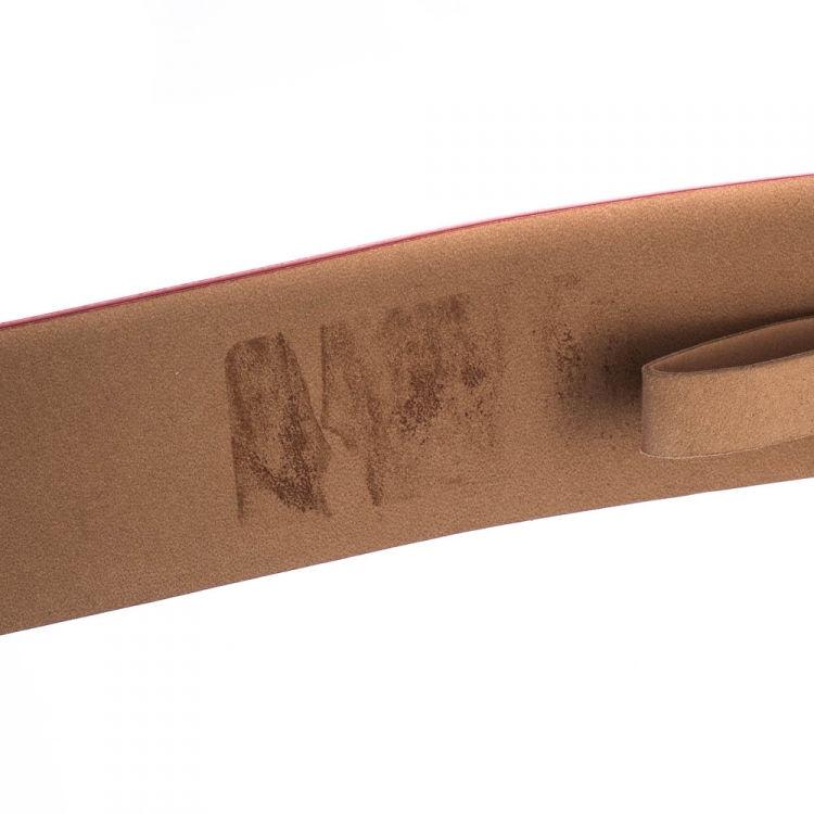 Pre Owned Chanel Orange Patent Leather CC Buckle Belt 70cm