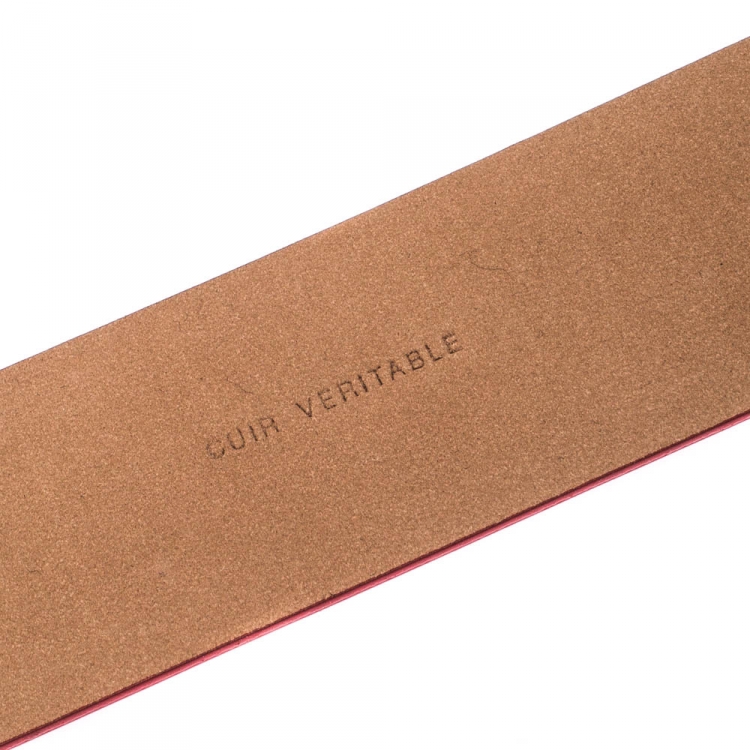 Pre Owned Chanel Orange Patent Leather CC Buckle Belt 70cm